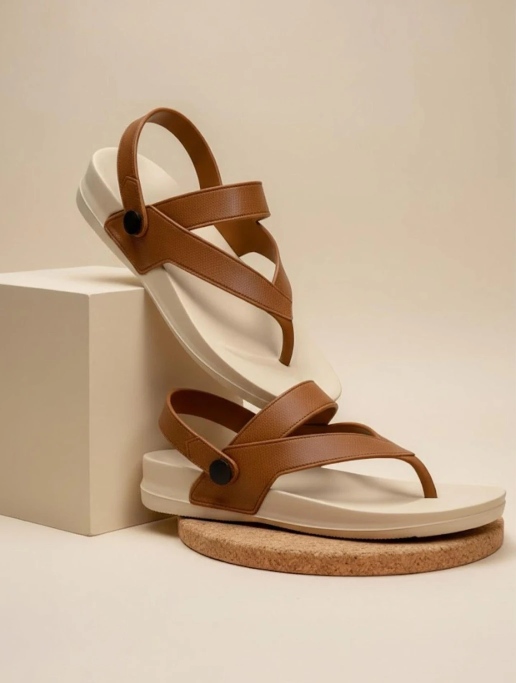 GLB Women Flats Sandal (Tan , 7)