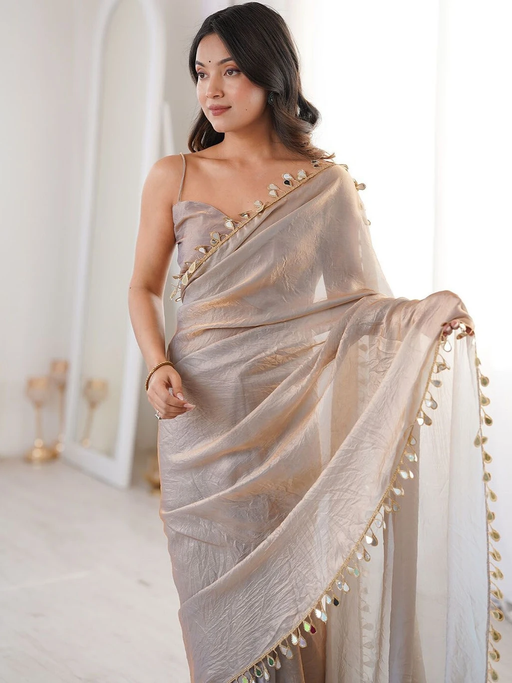 PATBRO Embroidered Daily Wear Georgette Saree (Maroon) thumbnail 4