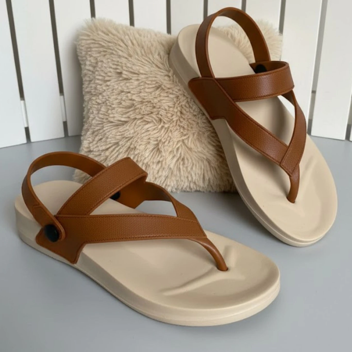 GLB Women Flats Sandal (Tan , 7) thumbnail 3
